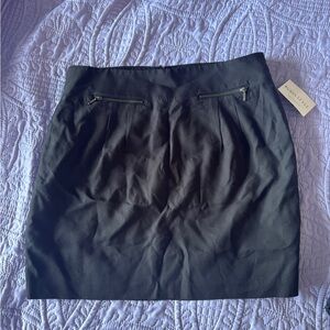 Loft Black Mini Skirt with Zipper Details